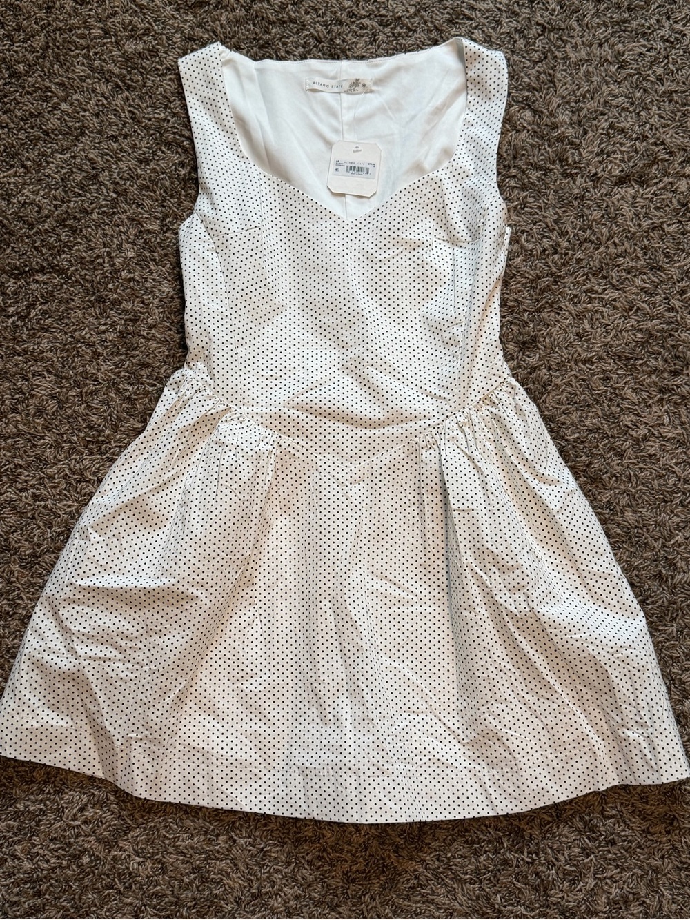 Altar'd State White Dress with Black Polka Dots